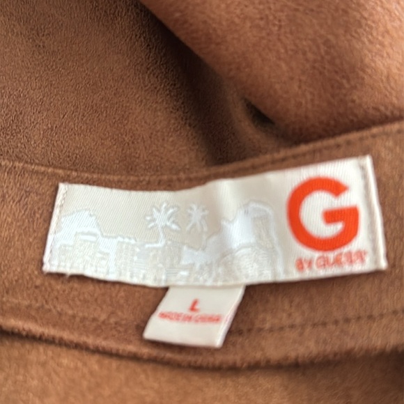GUESS Brown Faux Suede Skirt Midi Zipper Vintage Y2K‎ Vibes Sexy Stretchy Size L - Picture 2 of 4